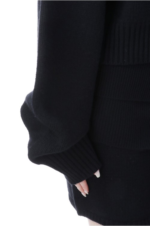 Wool 100% Raglan Knit - BLACK (12520520) | セレクトショップ