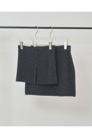 Layered Knit Skirt - CHARCOAL GRAY (12520808)