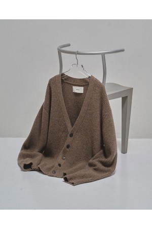 Wool Ribknit Cardigan - GRAY BEIGE (12520519)