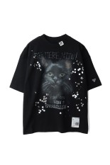 EMBELLISHED DISTRESSED  TEE - BLACK (K15TS762)