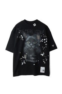 EMBELLISHED DISTRESSED  TEE - BLACK (K15TS762)