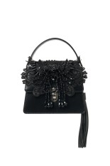 black lei beads mini hand bag - Black (TD-25AW-BG04)