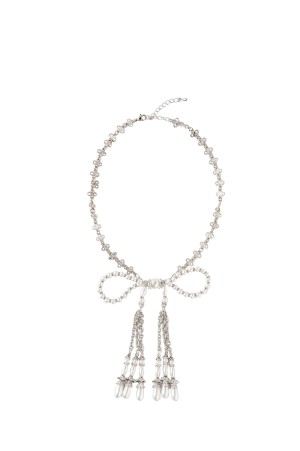 pearl ribbon chain necklace - White (TD-25SS-AC21)