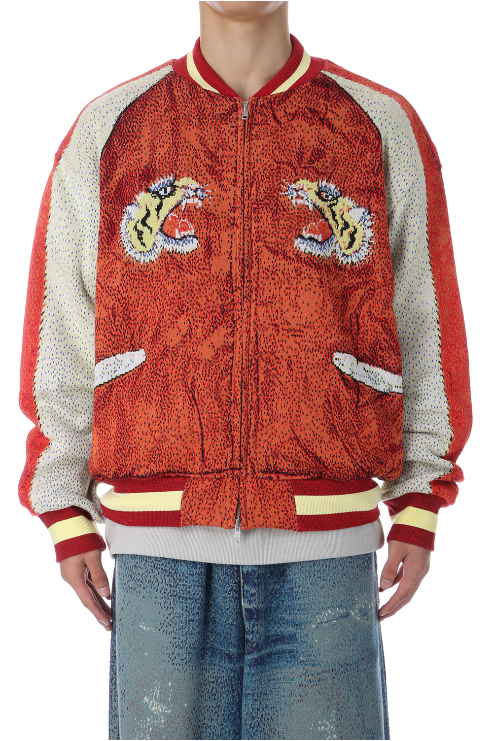 Knit Souvenir Jacket - Red (25-2106) | セレクトショップ