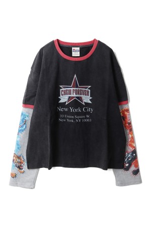 Tommy Layered Ringer Longsleeve - Vintage Black/Grey (RSL01)