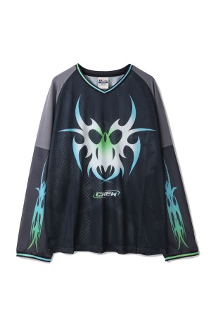 Roach Longsleeve Mesh Football Jersey - Toxic Green/black/grey (JS02)
