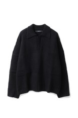 WOOL KNIT POLO SWEATER - NIGHT (T24028)
