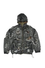Hell Denim Camo Hooded Zip-Up / BLACK (TC25JK2302)