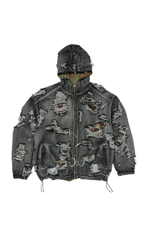 Hell Denim Camo Hooded Zip-Up / BLACK (TC25JK2302) | セレクト