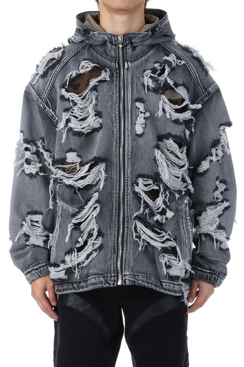 Hell Denim Camo Hooded Zip-Up / BLACK (TC25JK2302) | セレクト