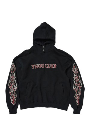 Leather Flame Hoodie / BLACK (TC25SS2201)
