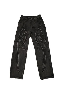TRIBAL DENIM PANTS - BLACK (TC23PT0702)