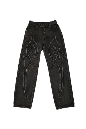 TRIBAL DENIM PANTS - BLACK (TC23PT0702)