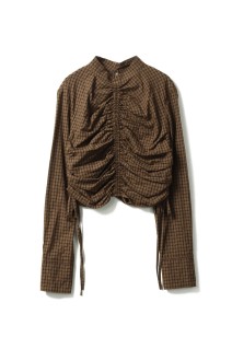 Checkgather Compact Blouse -BROWN(12520419)