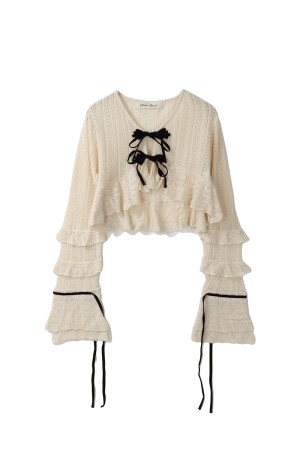 double ribbon knit cardigan (TD25SS-KN52)