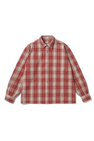Vintage Cotton Silk Nep Twill Check Shirt - RED (26SAP-02-06)