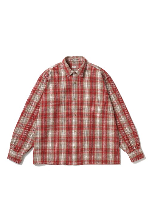 Vintage Cotton Silk Nep Twill Check Shirt - RED (26SAP-02-06