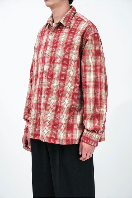 Vintage Cotton Silk Nep Twill Check Shirt - RED (26SAP-02-06