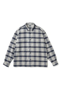 Vintage Cotton Silk Nep Twill Check Shirt - NAVY (26SAP-02-20)
