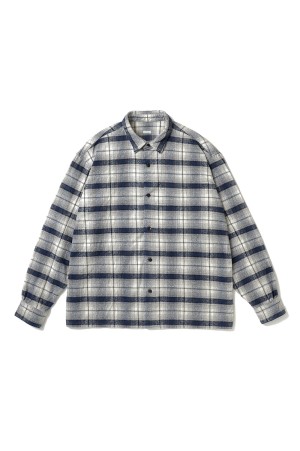 Vintage Cotton Silk Nep Twill Check Shirt - NAVY (26SAP-02-20)