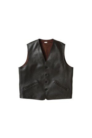 Leather Vest - BROWN (26SAP-01-10)
