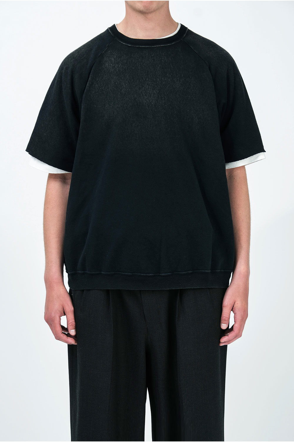 Vintage Light Weight S/S Sweatshirt - BLACK (26SAP-05-10