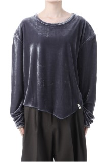 Velour Drop Shoulder Top - CHARCOAL GRAY (153WCT254014)