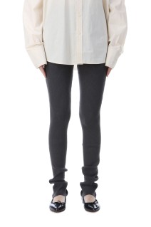 Loose Hem Rib Knit Leggings - CHARCOAL GRAY (153WNP255027)