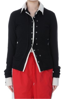 2way Shirt Knit Docking Tops - BLACK (21252365204)