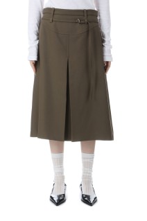Box Pleats Mid-length Skirt - GRAY (21252515707)