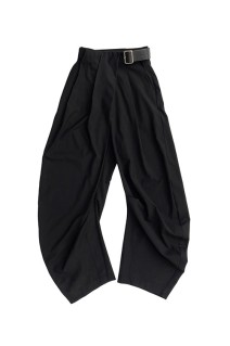 Asymmetrical Belt Pants - BLACK (31252465606)