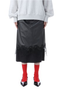 PVC Layered Midi Skirt - BLACK (31252515601)