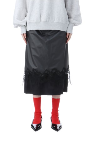 PVC Layered Midi Skirt - BLACK (31252515601)
