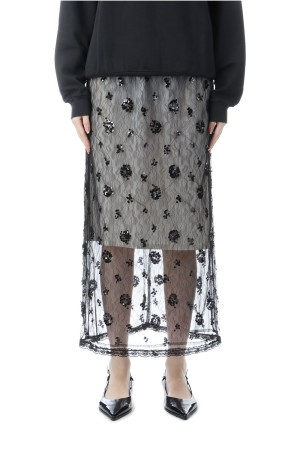 Veil Lace Layered Skirt - BLACK (31252515901)