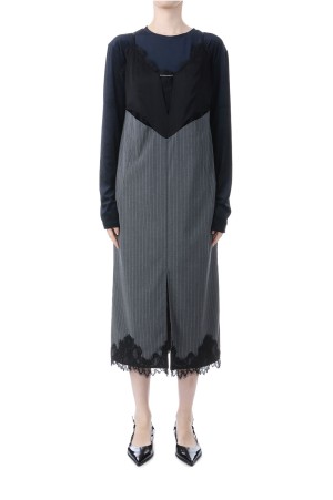 Lace Layered Camisole Dress - BLACK (31252265901)