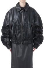 Flight Leather Bomber Jacket - BLACK (31252216102)