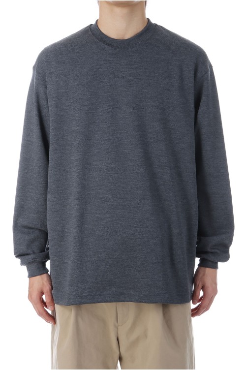 MERINO WOOL CREW NECK LONG SLEEVE SHIRT / GRAY (D25WS-02001