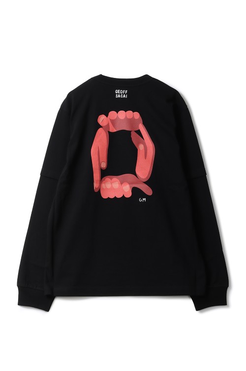 geoff sacai Print L/S T-Shirt - BLACK 001 (26-01122S) | セレクト