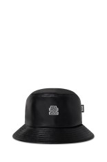 OG LABEL FAUX LEATHER BUCKET HAT - BLACK (BEPFW25AC43)