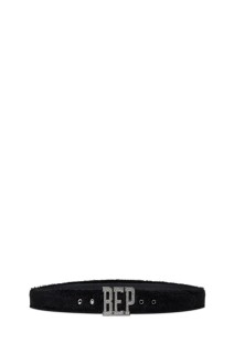 GLITTERED LETTERS FAUX FUR BELT - BLACK (BEPFW25AC64)