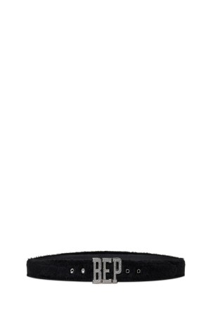 GLITTERED LETTERS FAUX FUR BELT - BLACK (BEPFW25AC64)