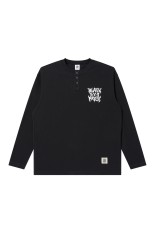 TRAP METAL LOGO HENLEY NECK L/S TEE - BLACK (BEPFW25LT14)