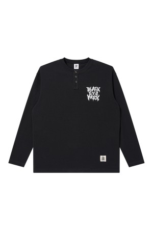 TRAP METAL LOGO HENLEY NECK L/S TEE - BLACK (BEPFW25LT14)