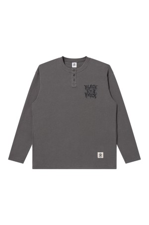 TRAP METAL LOGO HENLEY NECK L/S TEE - CHARCOAL (BEPFW25LT14)