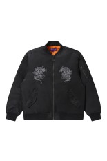 ニ*キ様 DRAGON SWIRL LOGO FAUX LEATHER ジャケッ DRAGON SWIRL LOGO FAUX LEATHER JACKET - BLACK (BEPFW24OT18