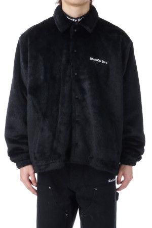 OE LOGO FAUX FUR COACH JACKET - BLACK (BEPFW25OT15)