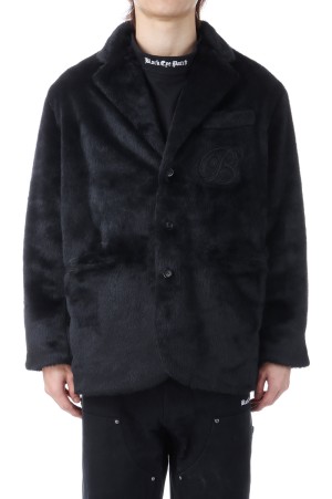 B EMBLEM FAUX FUR TAILORED JACKET - BLACK (BEPFW25OT16)