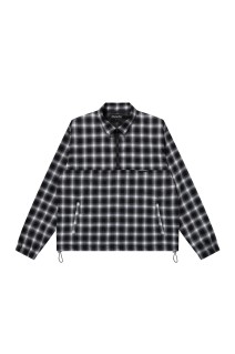 COLLARED HALF ZIP FLANNEL PULLOVER - BLACK (BEPFW25TP12)