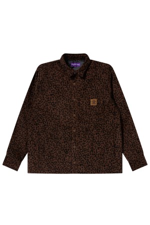 LEOPARD PATTERNED QUILTED SHIRT JACKET - BROWN (BEPFW25TP18)