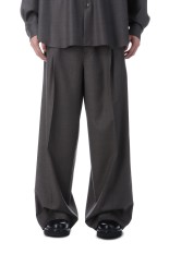 EXTRA FINE WOOL EXTRA WIDE TROUSERS - BROWN GREY (ST.1421)